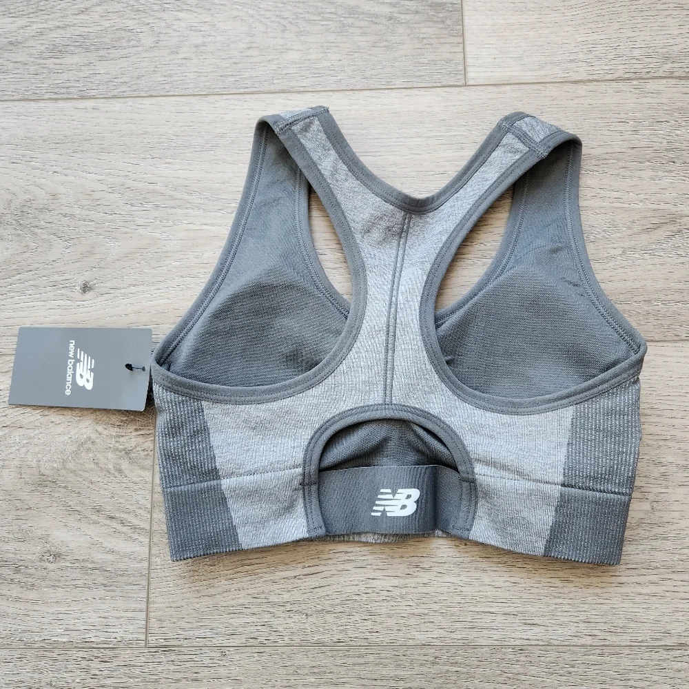 New Balance Heather Gray Racerback Sports Bra Womens Small Nwt